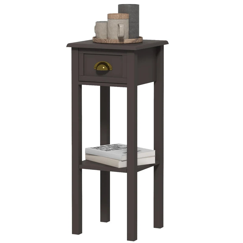 2-Tier Side Table with Drawer and Shelf, End Table for Living Room and Hallway, Coffee