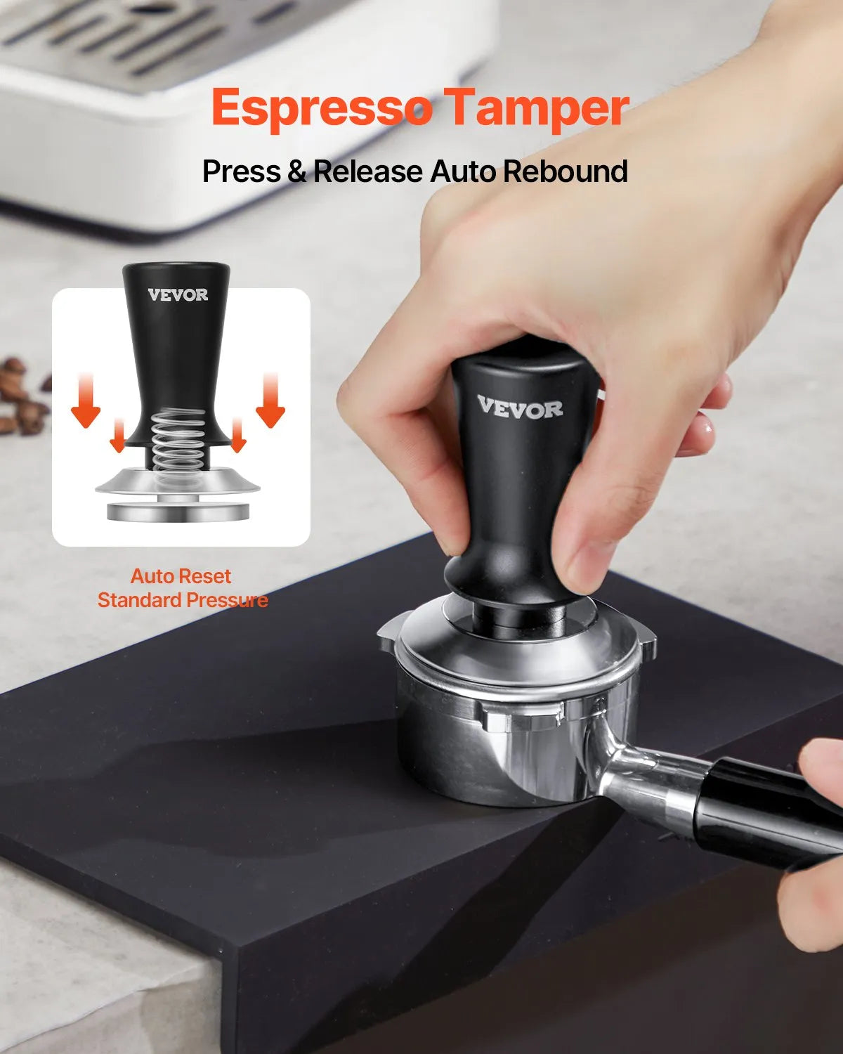 VEVOR 51mm Espresso Tamper Stainless Steel Coffee Tamper with Spring