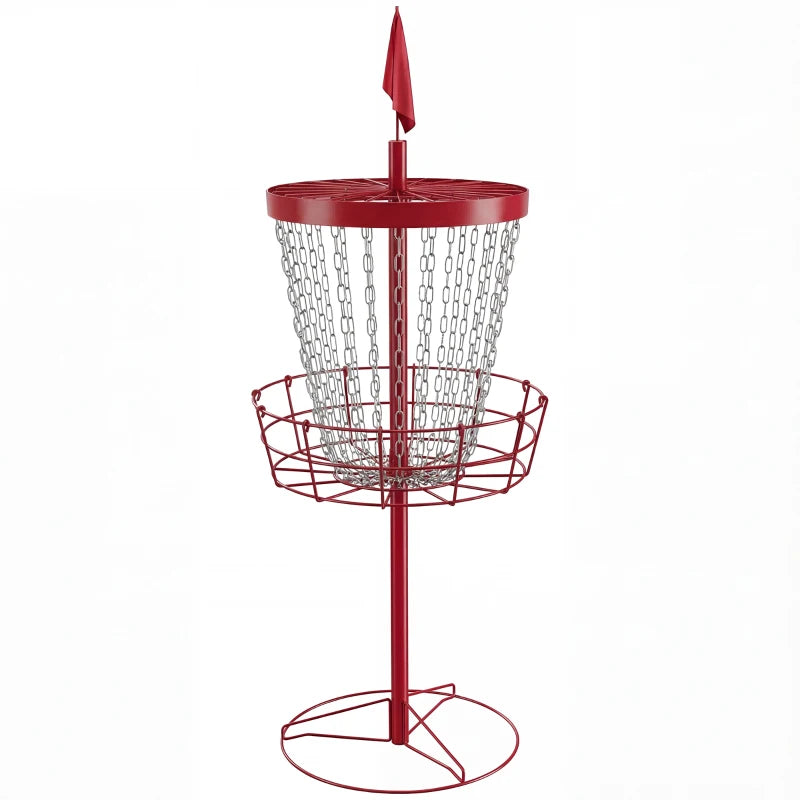 Soozier 24-Chain Portable Practice Basket for Disc Golf Target Stand, Lightweight Basket w/ Carry Bag, Red and Silver