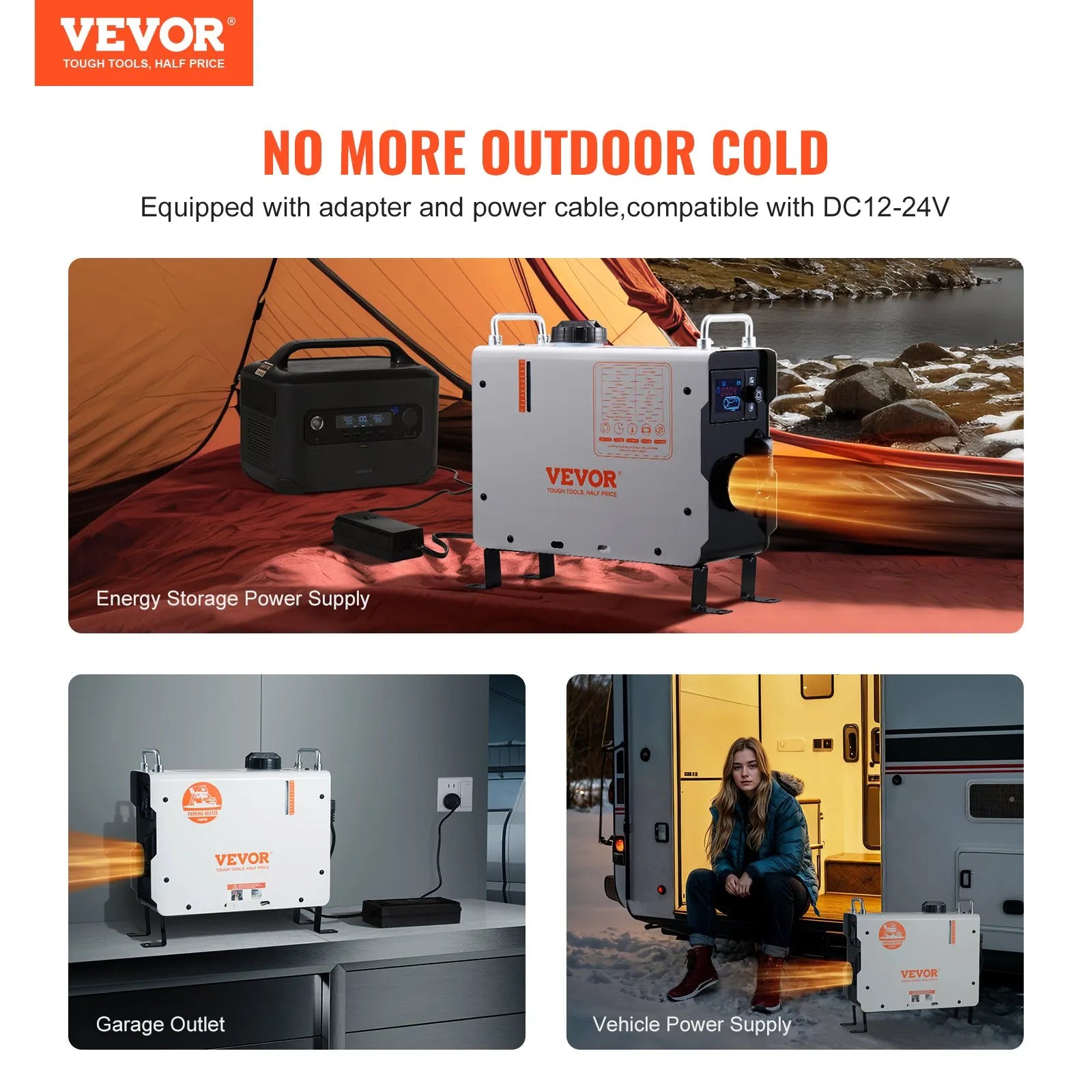 VEVOR 2KW Diesel Heater, All-in-One Diesel Air Heater with Bluetooth, Remote & Display, Portable for Vehicles