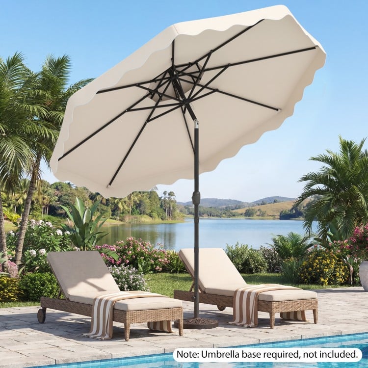 10 Feet Patio Umbrella with Push Button Tilt and Crank-Beige
