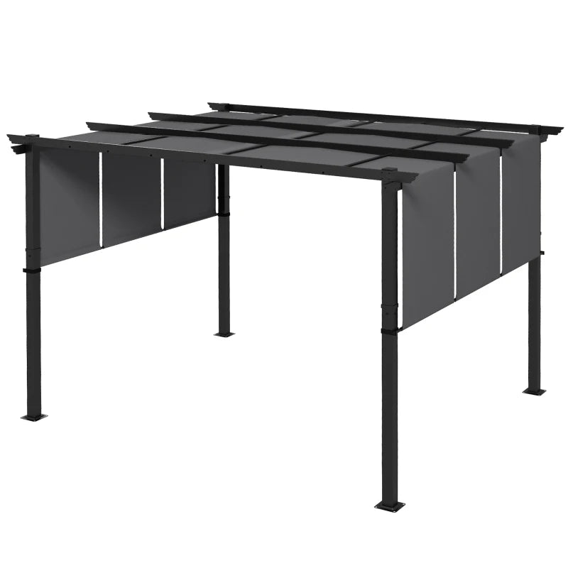 10' x 12' Metal Pergola, Outdoor Pergola with Retractable Canopy, for Garden, Patio, Backyard, Deck