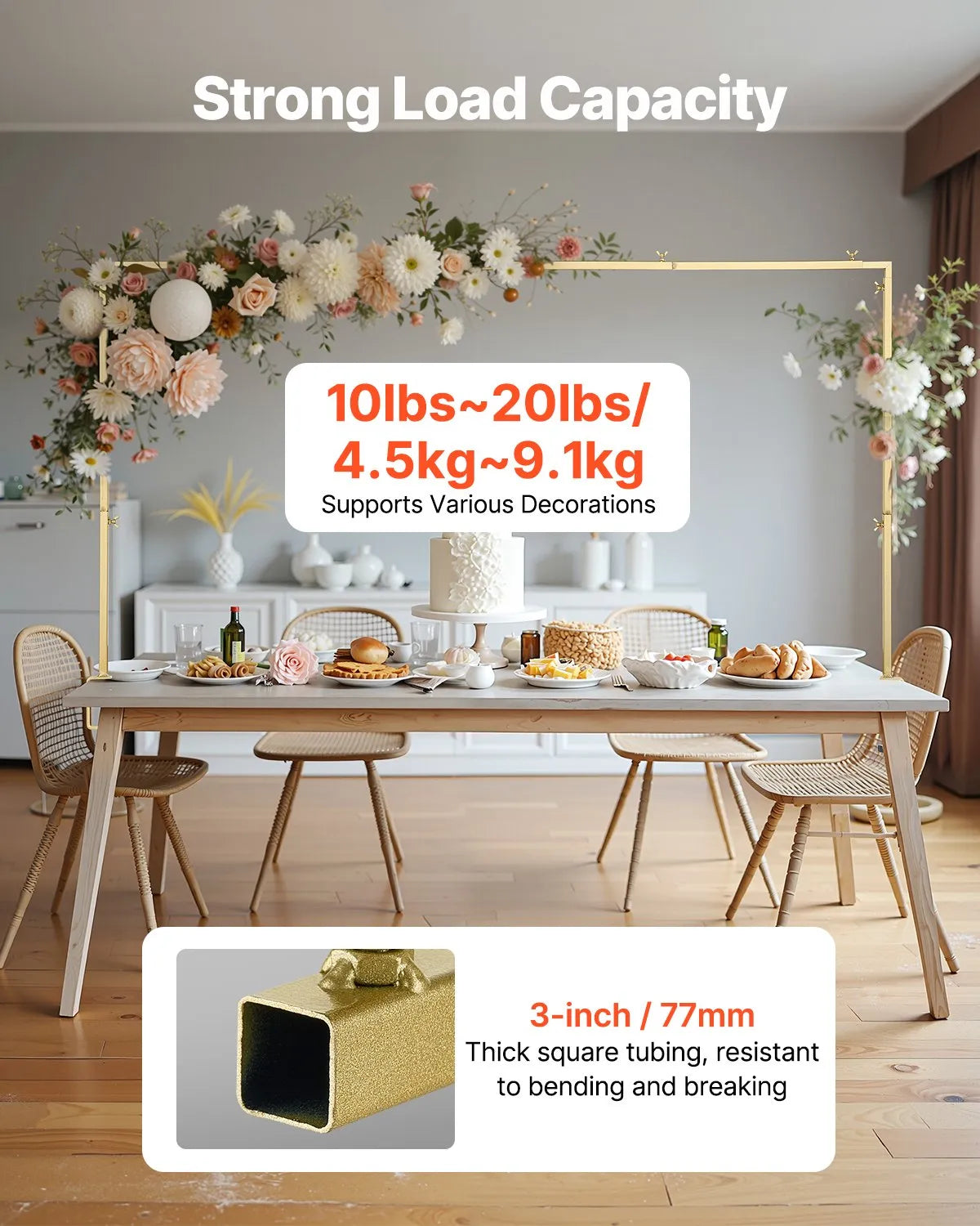 VEVOR Over The Table Rod Stand with Clamps 28"-98" L Adjustable Table Arch Stand