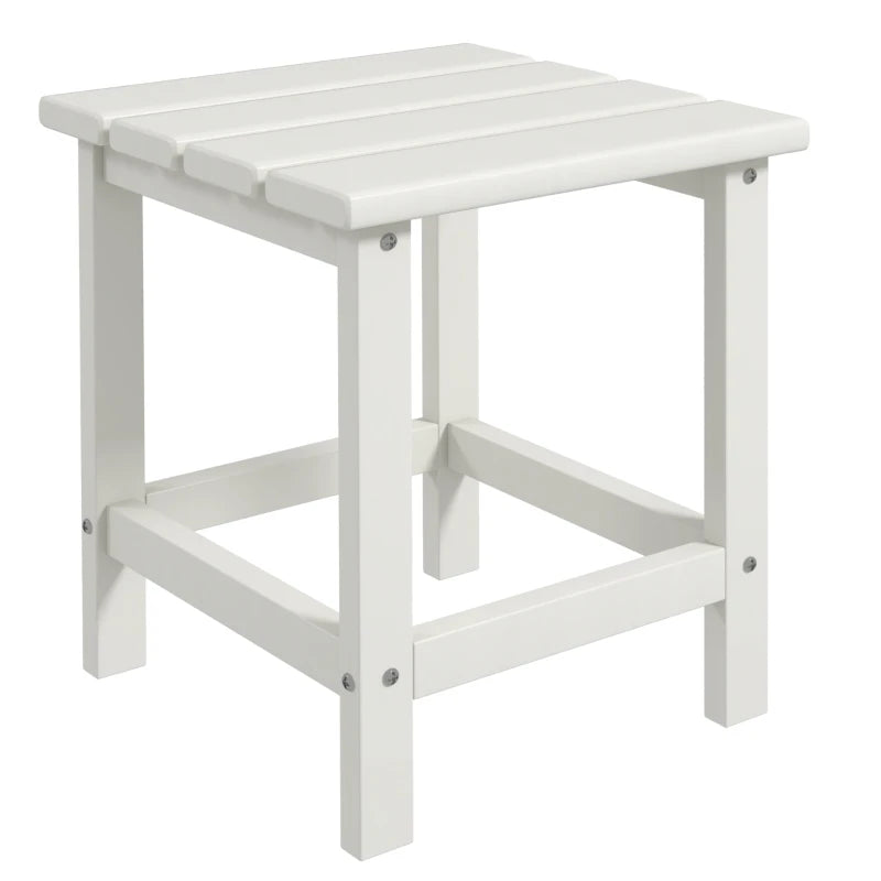 Side Table, Square Patio End Table, Weather Resistant 15" Outdoor HDPE Table for Porch, Balcony, White
