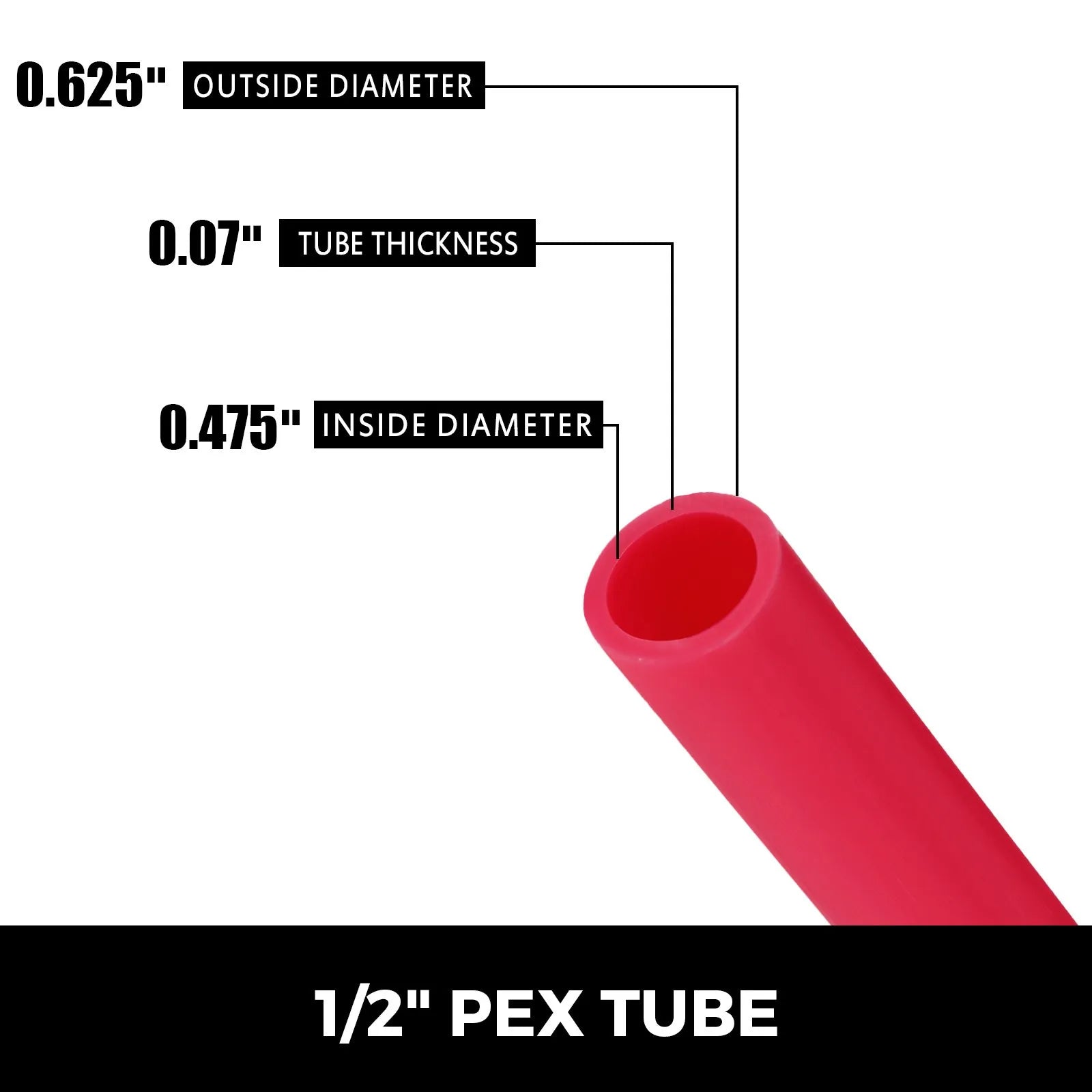 VEVOR 1/2 Inch X 500Ft PEX Tubing Pipe O2 EVOH PexB Hydronic Radiant Floor Heating System, 1/2\", Red, Oxygen Barrier