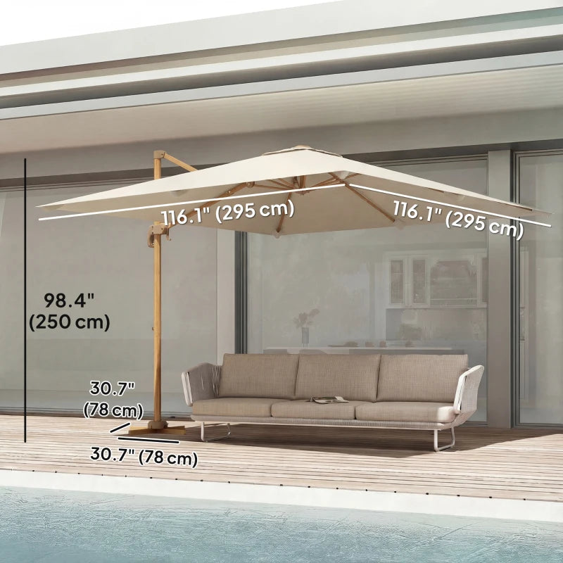 10 FT Patio Cantilever Umbrella, Outdoor Offset Umbrella with 360° Rotation, Outdoor Market Umbrella with Crank and Tilt