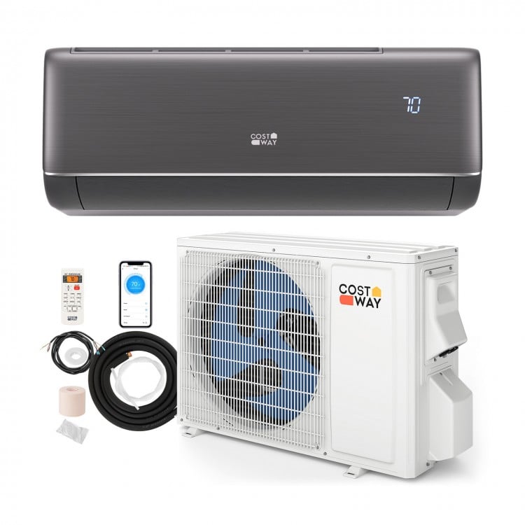 GreyVolt Series 12000 BTU 22 SEER2 115V WiFi Enabled Mini Split AC Compatible with Alexa Gray
