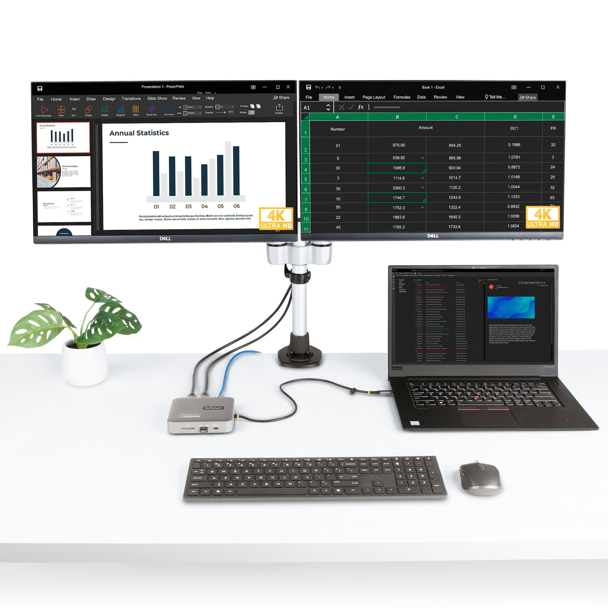 USB C Docking Station, Dual 4K 60Hz HDMI compatible with MacBook Pro (M1/M2/M3/M4) and Windows, USB-A/USB-C 10Gbps Hub, 100W Power Delivery, GbE, SD, 22in/56cm Cable