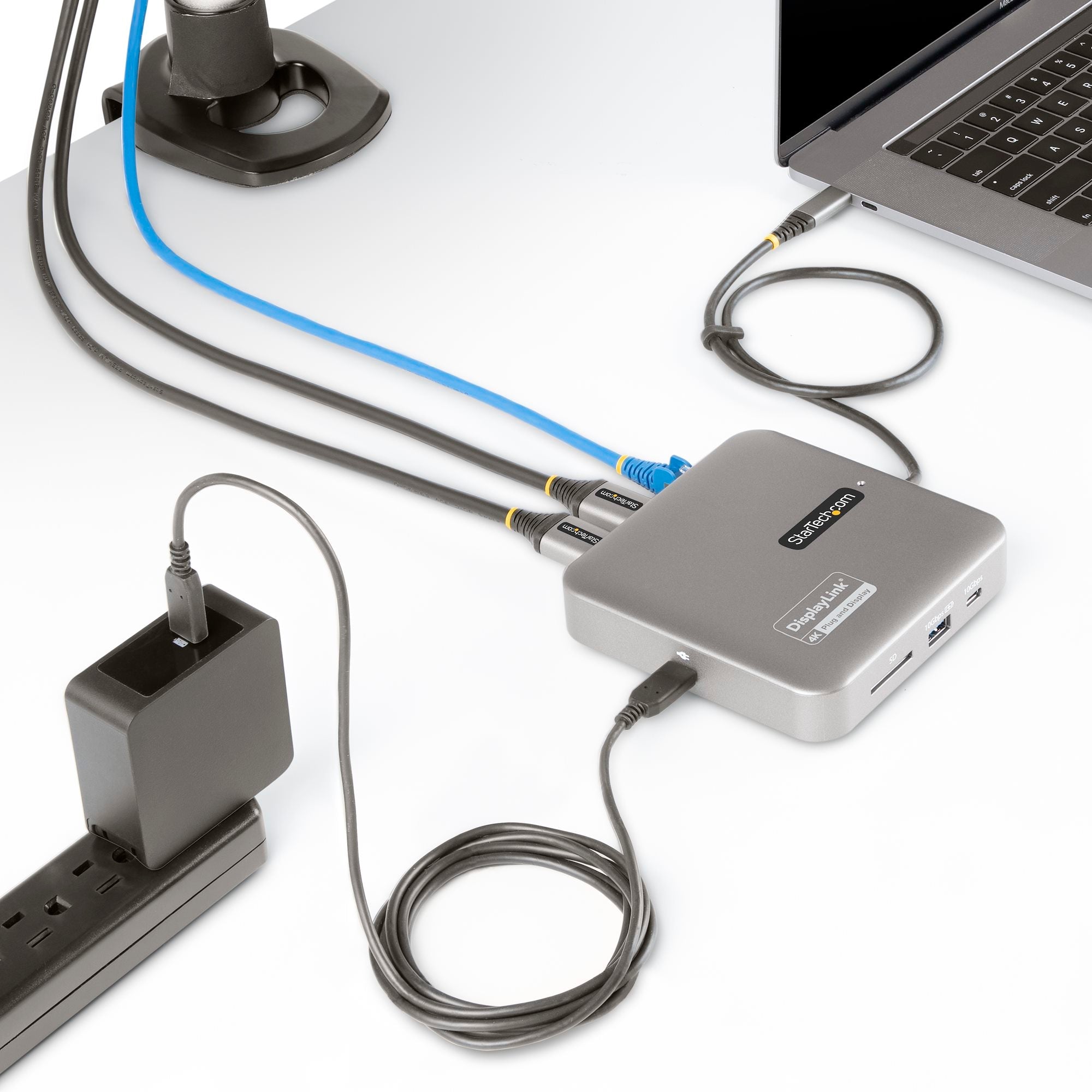 USB C Docking Station, Dual 4K 60Hz HDMI compatible with MacBook Pro (M1/M2/M3/M4) and Windows, USB-A/USB-C 10Gbps Hub, 100W Power Delivery, GbE, SD, 22in/56cm Cable