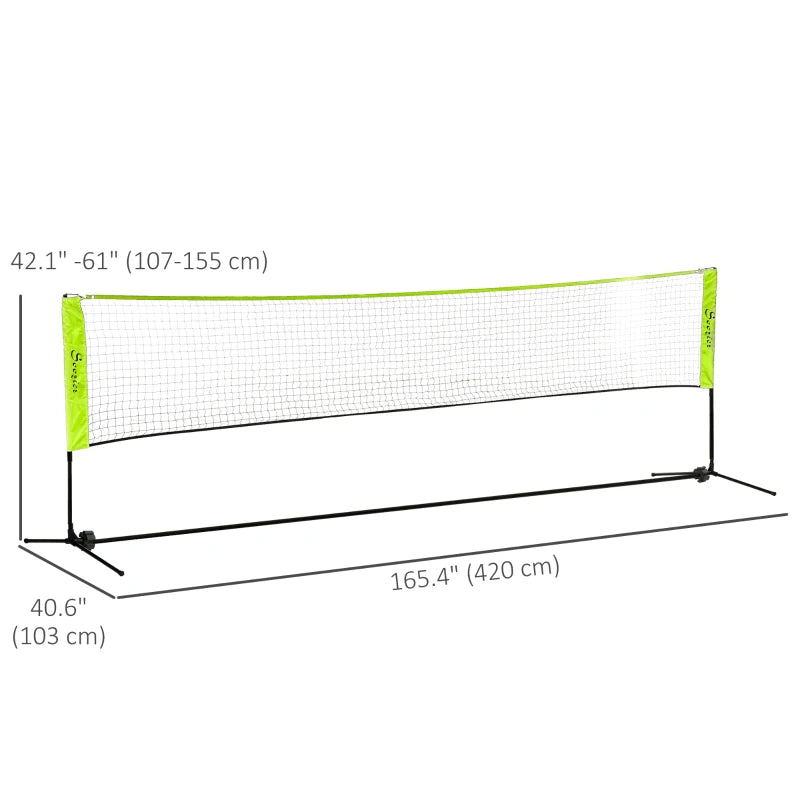 Soozier 14ft Badminton Net, Height Adjustable Outdoor Sports Net with Carry Bag, for Tennis, Pickleball and Volleyball, Yellow