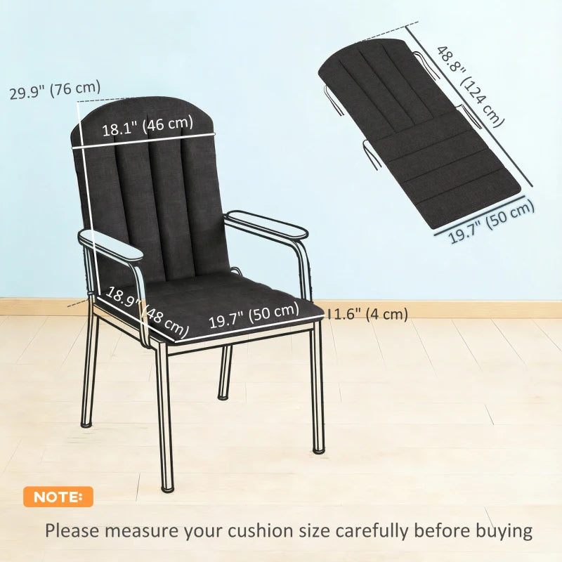 Set of 2 Patio Chair Cushions, High Back Adirondack Chair Cushion with Ties, High-Density Foam, Black