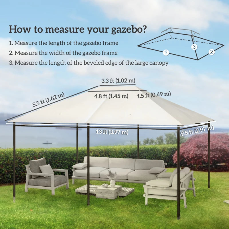 10' x 13' Gazebo Replacement Canopy Cover, Gazebo Roof Replacement (TOP COVER ONLY), Cream White