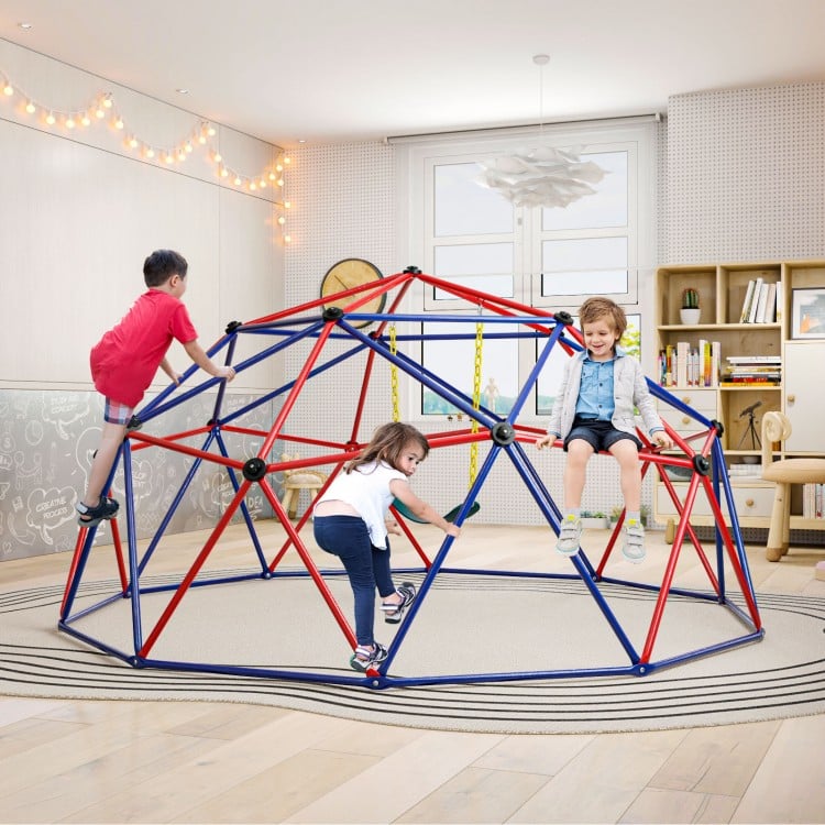 10 Feet Dome Climber with Swing and 800 Lbs Load Capacity-Red