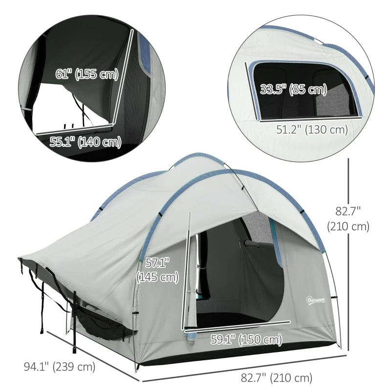 2000mm Waterproof SUV Tent, Car Tent with 3 Doors and Mesh Window, for 5-6 Person Camping Travel, Grey and Blue