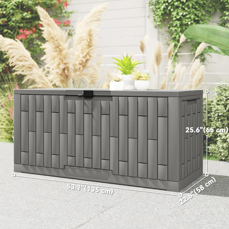 120 Gallon Resin Deck Box, Lockable Outdoor Storage Box, Splash-Resistant & UV Resistant Patio Storage Container