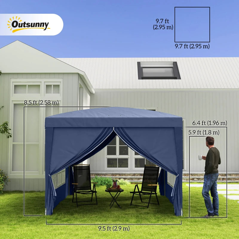 10'x10' Outdoor Pop Up Party Tent Wedding Gazebo Canopy with Carrying Bag (Blue)