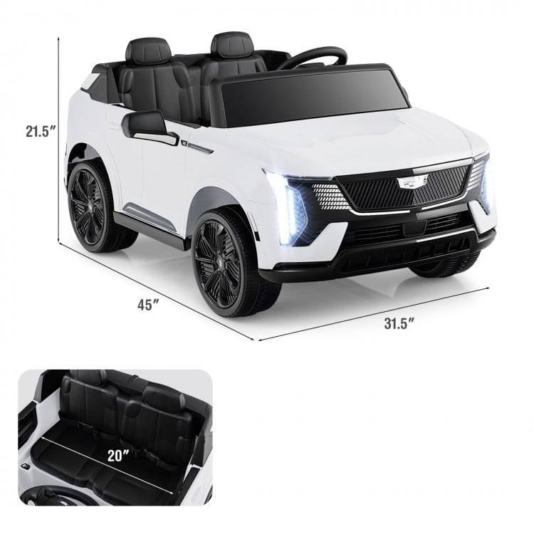 24V Ride on Truck 2-Seater Licensed Cadillac with Remote Control-White