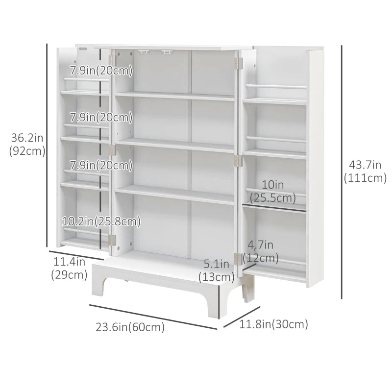 44" Storage Cabinet, 2-Door Kitchen Pantry Cabinet with 4-tier Shelving, 8 Spice Racks and Adjustable Shelves