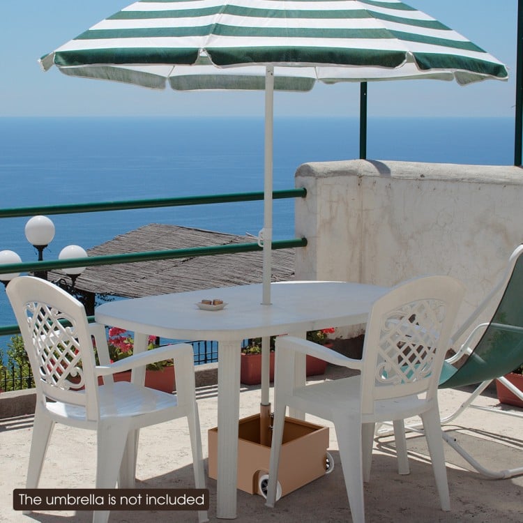 150 Pounds Patio Umbrella Base Stand Wheels Planter Outdoor-Coffee