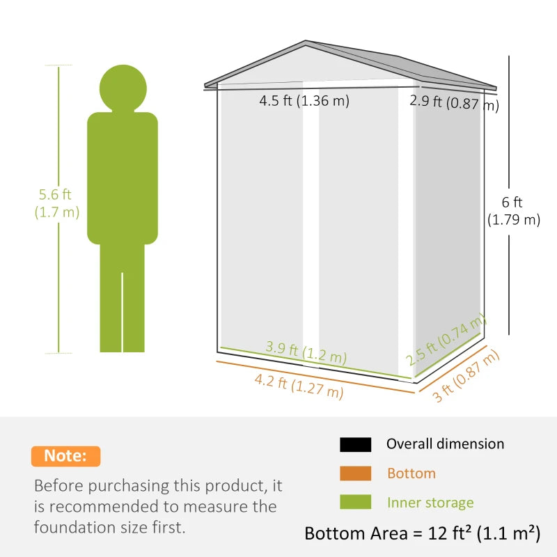 4.5 x 3ft Outdoor Storage Shed, Waterproof Metal Garden Shed with Lockable Door for Backyard, Patio, Lawn, Wood Grain