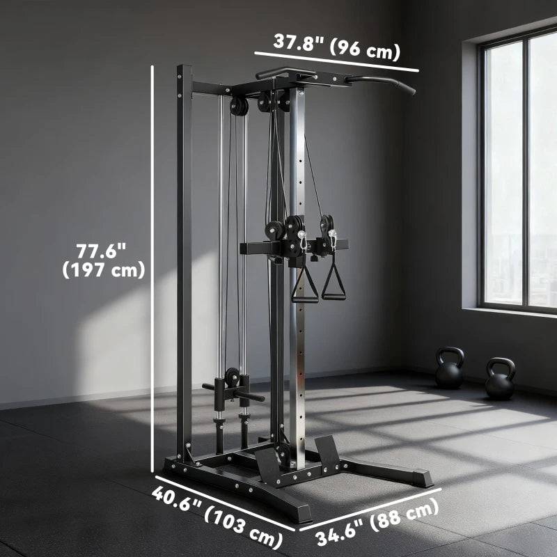 Soozier Cable Station Dual Pulley System with Pull up Bar and 14 Adjustable Positions