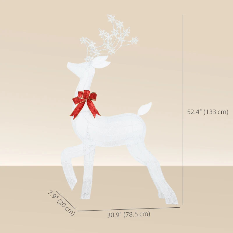 4.3FT Lighted Christmas Reindeer, Christmas Decor with RGB and Warm White LEDs, Stakes and Zip Ties, IP44 Waterproof
