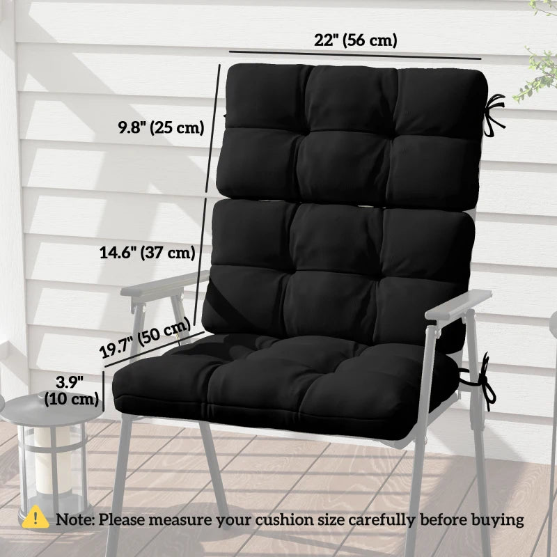 2-Piece Back Seat Cushion Replacement, Outdoor Patio Chair Cushions Set with Ties, Button Tufted, Black