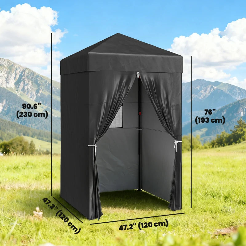 4 x 4 ft Compact Pop Up Canopy Tent, UPF 50+ Changing Room, Portable Instant Privacy Canopy with Mesh Window, Black
