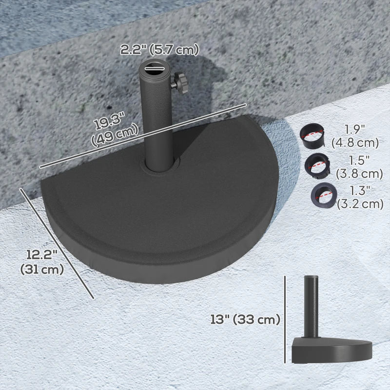 20 lbs Resin Half Parasol Base Outdoor Umbrella Stand Weight, Concrete Garden Parasol Stand, Black