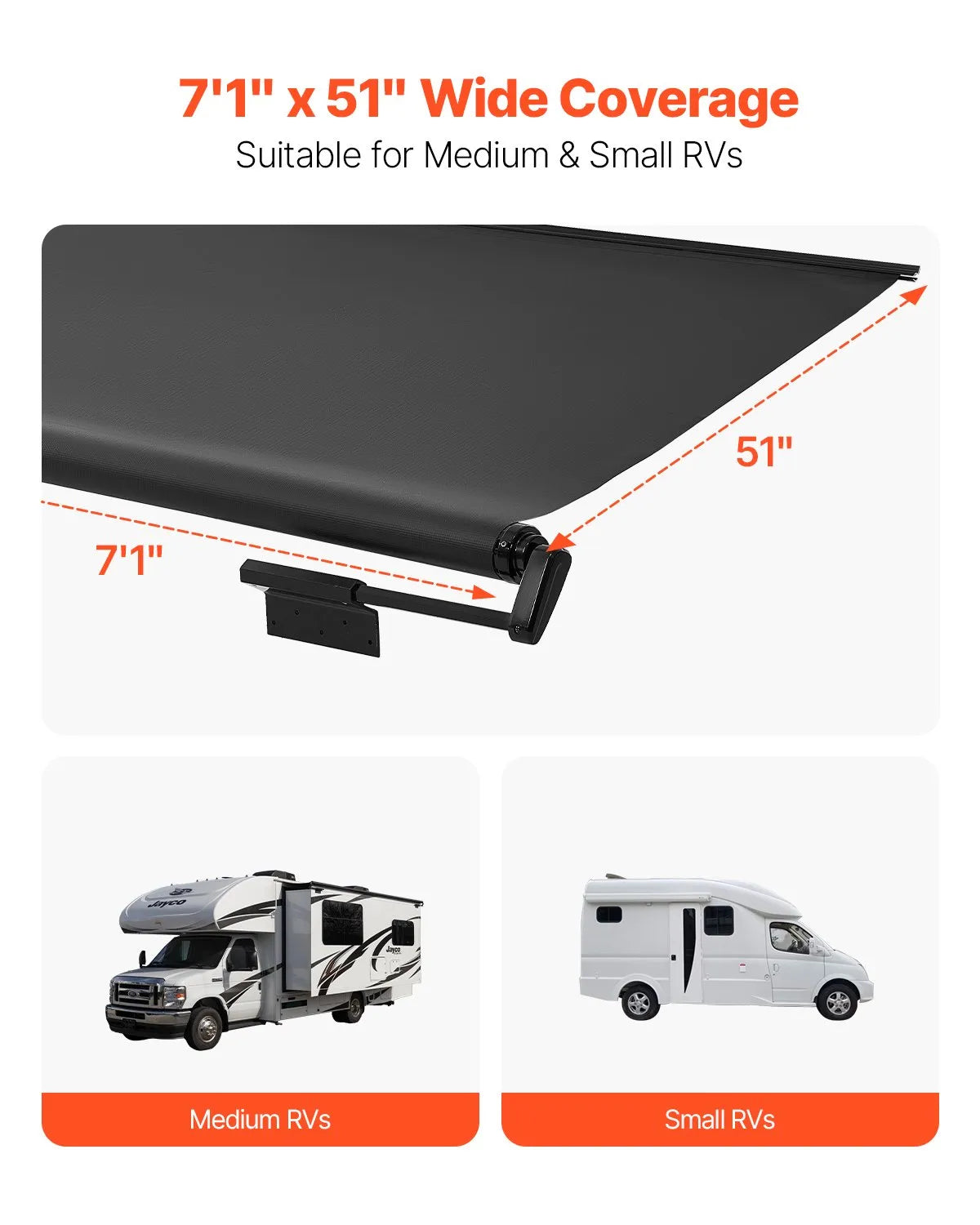 7'7" (7'1") RV Slide Out Awning Black Slide Topper Awning for RVs