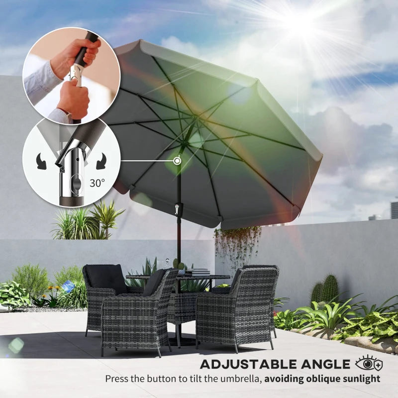 10 ft Patio Umbrella with Push Button Tilt and Crank, Outdoor Market Table Umbrella Parasol, Dark Grey