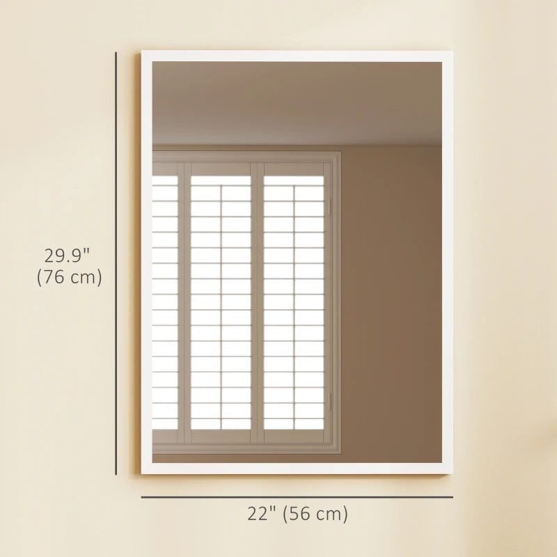 22" x 30" Bathroom Mirror for Wall, Rectangular Mirror for Living Room, Bedroom, Entryway, White