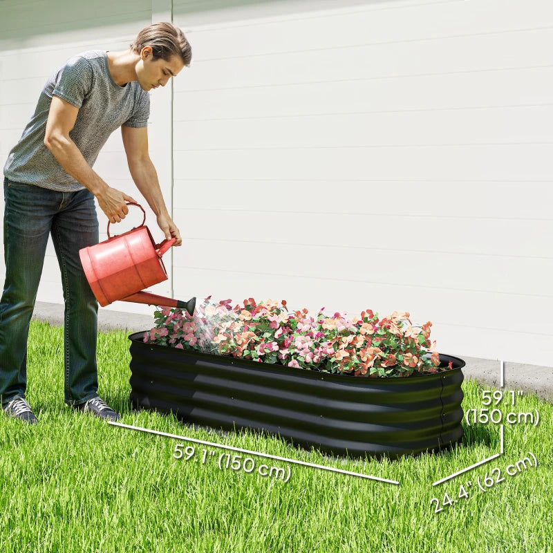 4.9 x 2 x 1ft Galvanized Raised Garden Bed Kit, Metal Planter Box with Safety Edging, Black