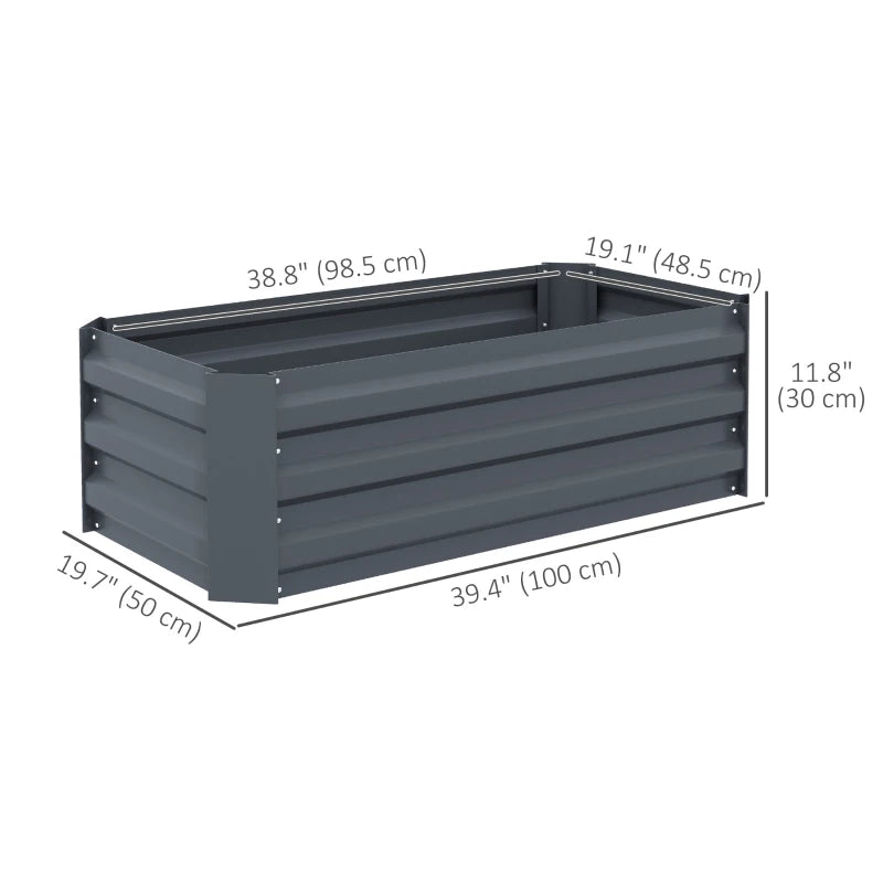 Set of 2 Raised Garden Bed, Steel Elevated Planter Box for Flowers, Herbs, Succulents, 39"x20"x12", Dark Grey