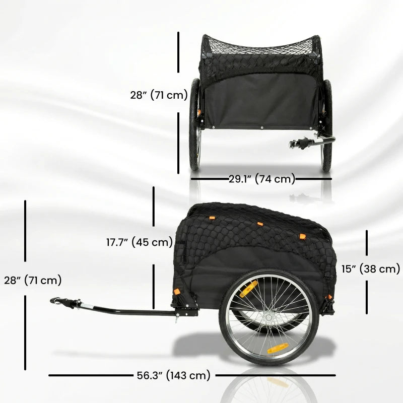 Soozier Bike Cargo Trailer, 45 Gal Bicycle Trailer Wagon Cart with Cargo Net, Quick Release 20" Wheels, Safe Reflectors
