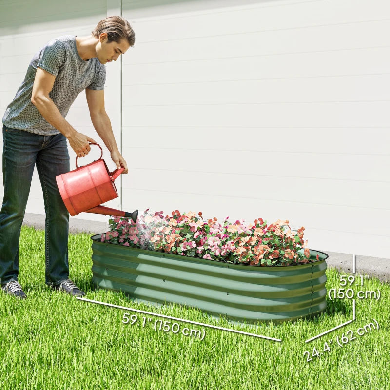 4.9 x 2 x 1ft Galvanized Raised Garden Bed Kit, Metal Planter Box with Safety Edging, Green