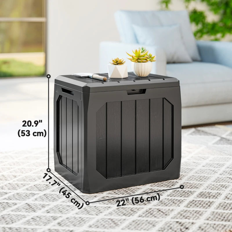 32 Gallon Deck Box, Resin Outdoor Storage Box with Handles, Waterproof and UV Resistant Storage Container