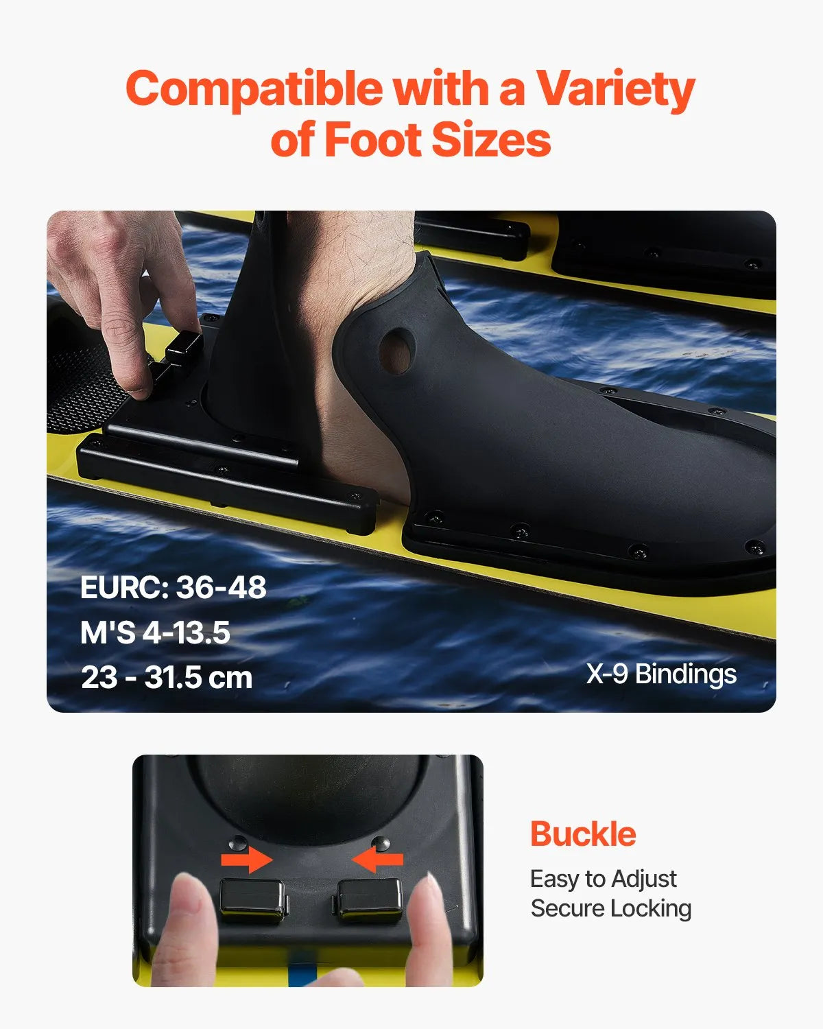 VEVOR 67-inch Water Skis Combo Adults Water Skis with X-9 Adjustable Bindings