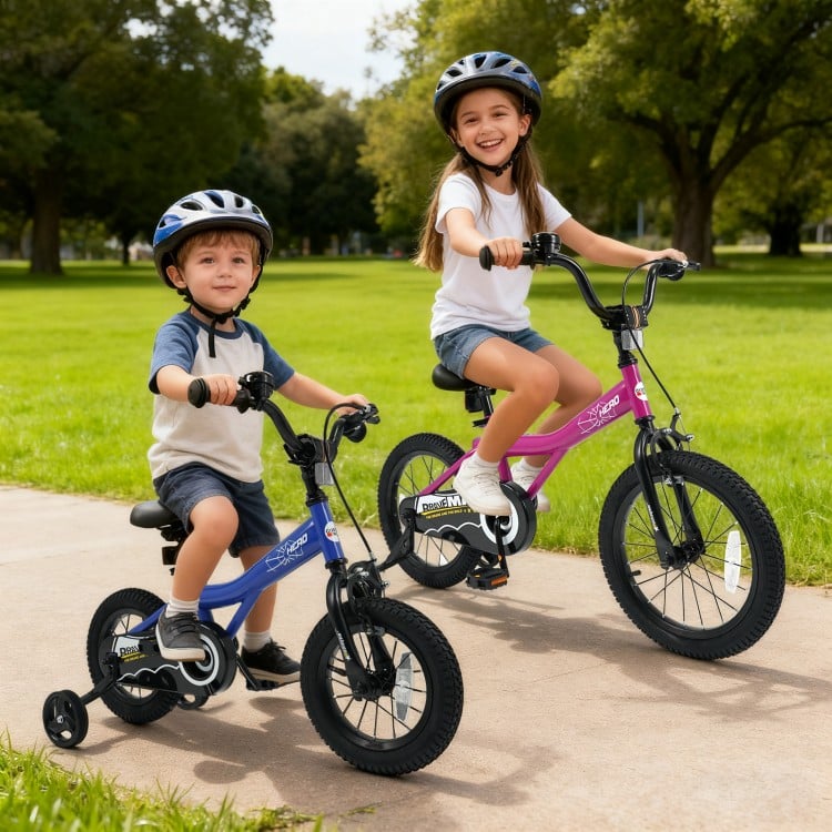 18-Inch Kids Bike with Removable Training Wheels Pink-Brave Hero