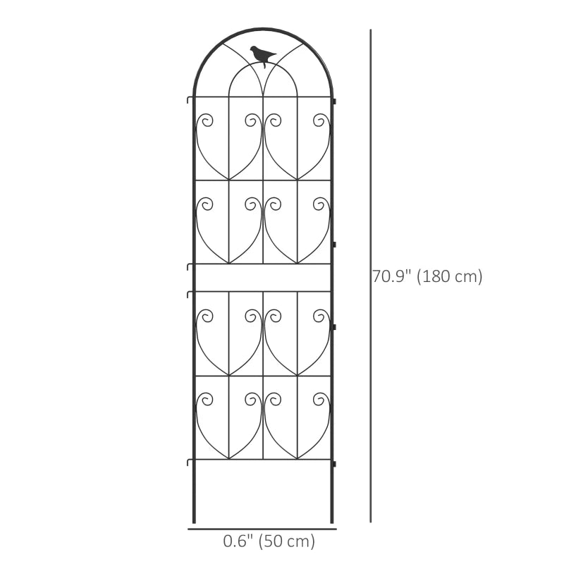 Set of 2 Metal Garden Trellis, Decorative Trellis Panels, Bird Design, 19.7" W x 70.9" H, Black