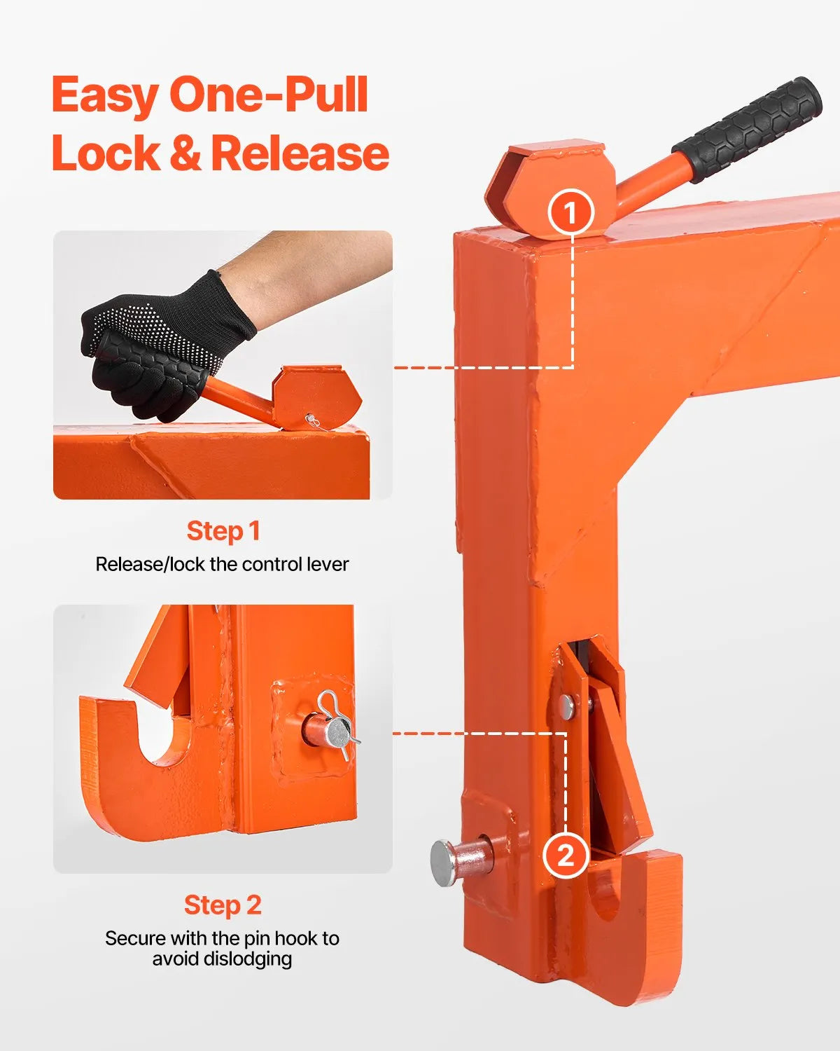 VEVOR 3-Point Quick Hitch 2" Receiver Fit Category 1 & 2 Tractor 3000lb Orange