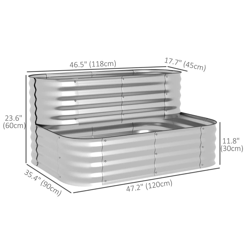 4'x3'x1' Outdoor Raised Garden Bed, 2-Tier Galvanized Planter Box with Safety Edging for Vegetable, Flower, Fruit