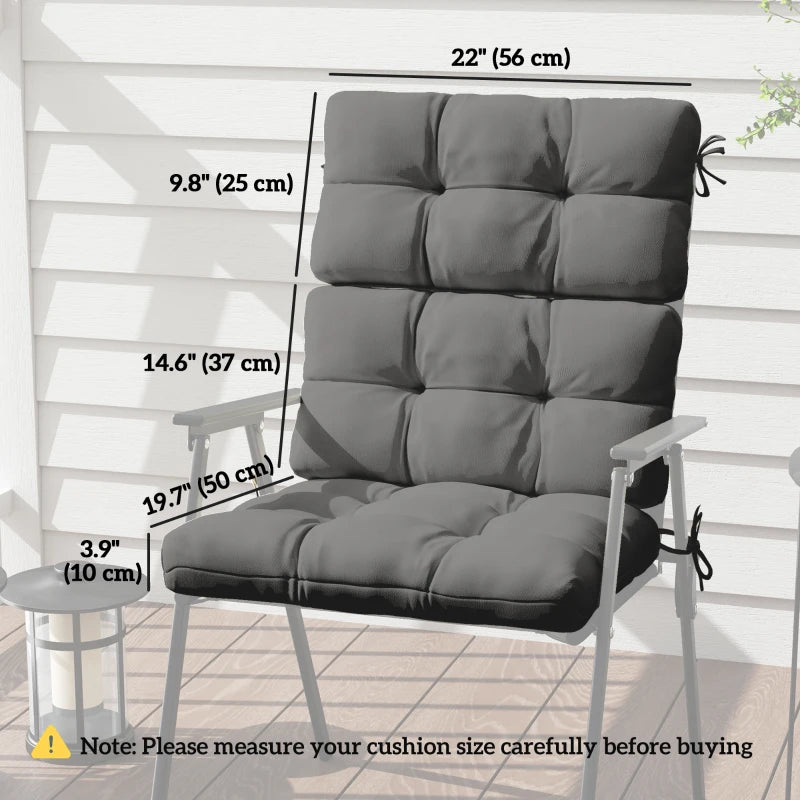 2-Piece Back Seat Cushion Replacement, Outdoor Patio Chair Cushions Set with Ties, Button Tufted, Dark Grey