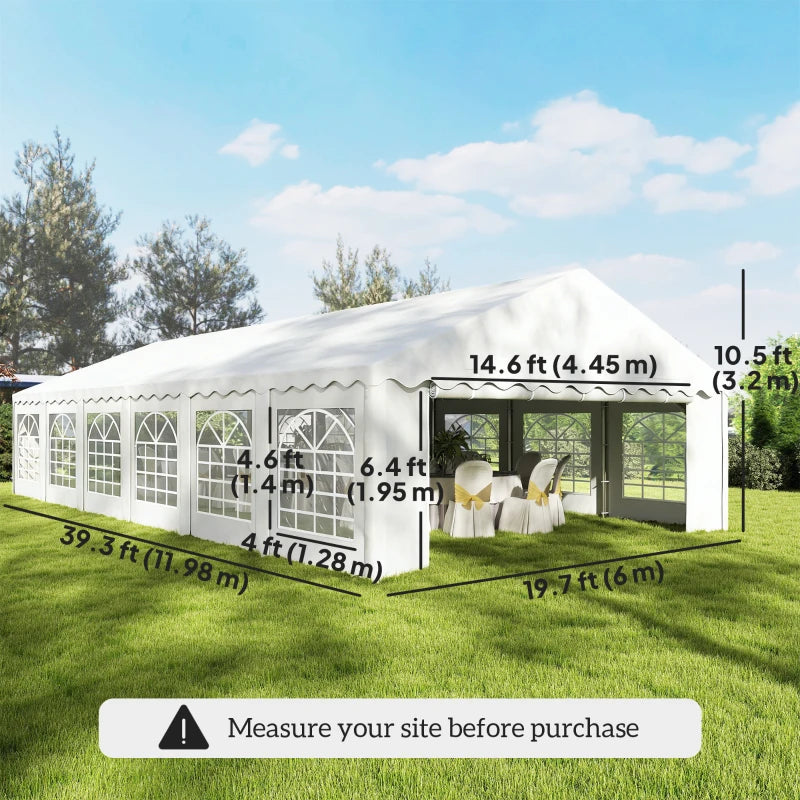 20' x 40' Party Tent Outdoor Canopy Tent with Removable Sidewalls, 12 Windows for Parties, Wedding, Events, BBQ, White