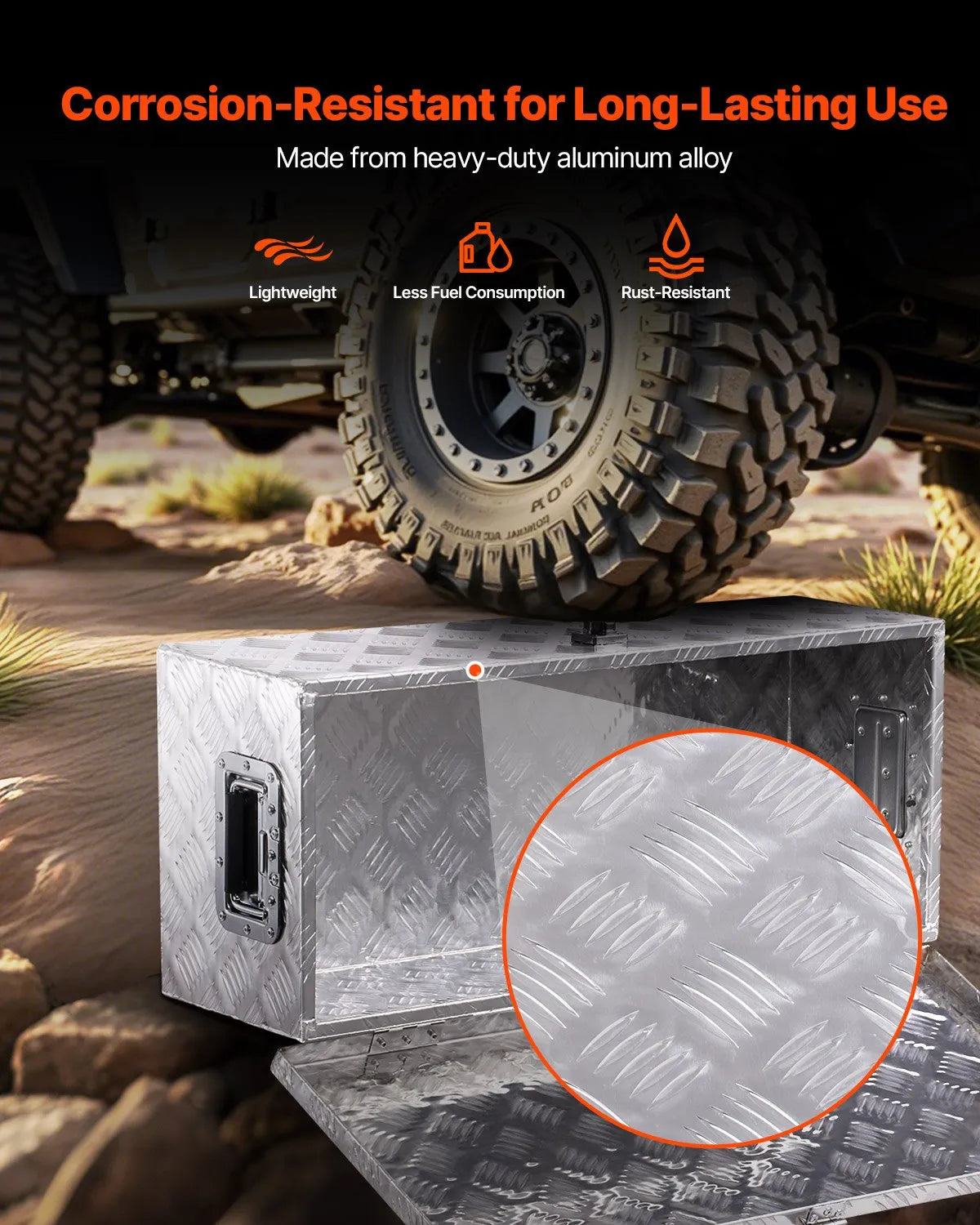 VEVOR 30"x13"x9.6" Heavy Duty Aluminum Truck Bed Tool Box for Pickup RV Silver