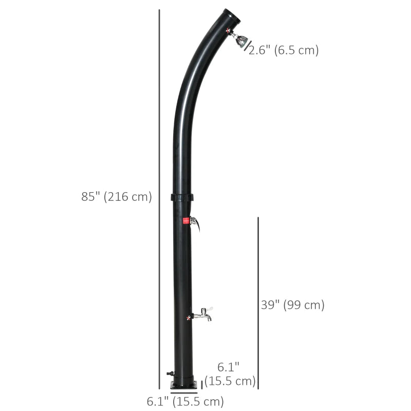 Solar Outdoor Shower, 5.3-Gallon Garden Shower with Adjustable Water Temperature up to 140°F, Black