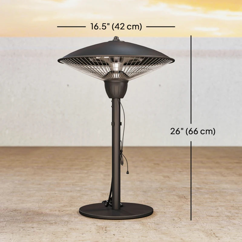 1500 W Electric Patio Heater with Tip-Over Protection, Outdoor Heater with Pull Switch, Black