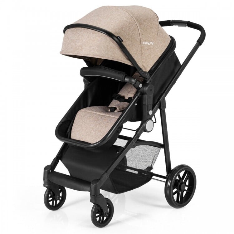 2 in 1 Foldable Pushchair Newborn Infant Baby Stroller-Coffee
