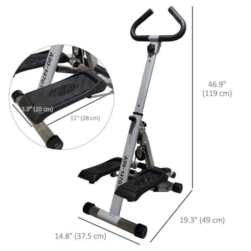 Soozier Height Adjustable Stair Stepper, Stepper Exercise Machine with Handlebar, LCD Monitor, Black