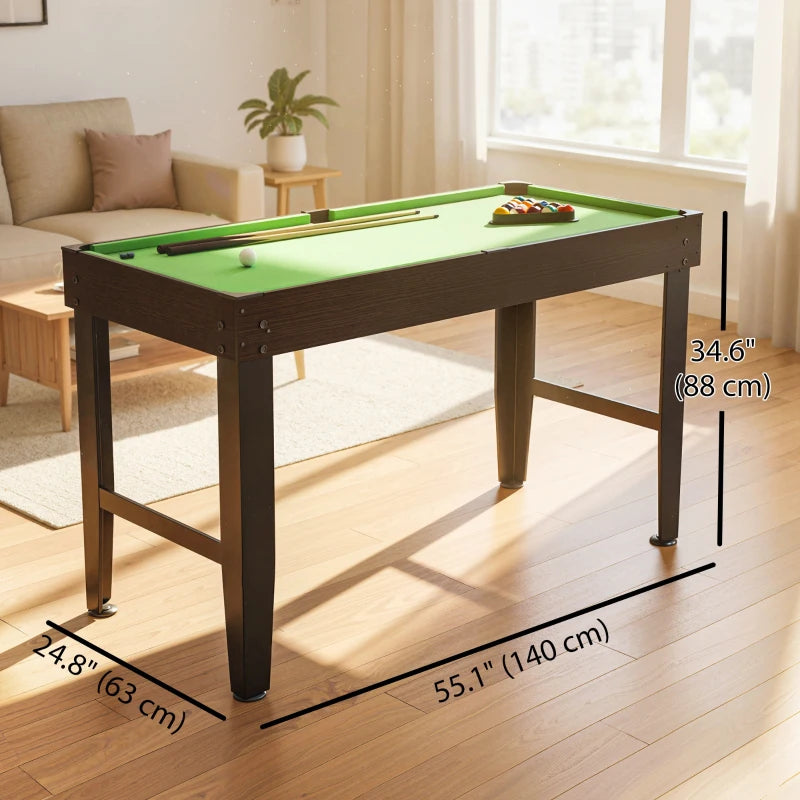 Soozier 55" Mini Pool Table, Pool Game Billiard Table Set with 2 Cues, 16 Balls, 2 Chalks, Triangle, Brush, Green